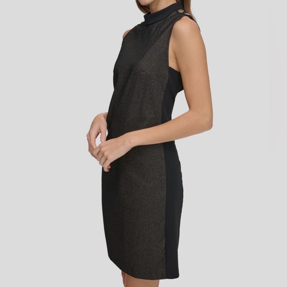 Tommy Hilfiger Women’s Black Gold Sparkly Mock Neck Dress Size 16